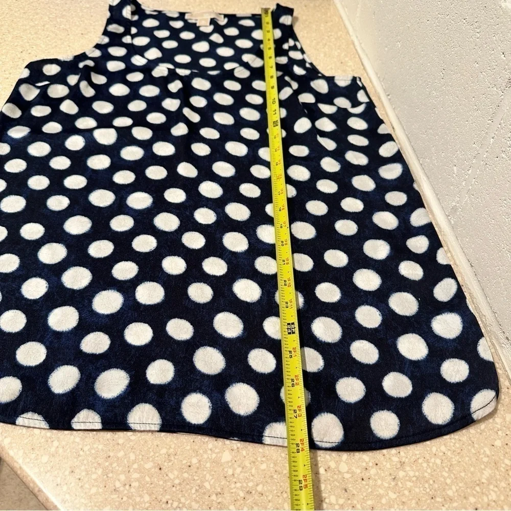 Michael Kors Tank Top Navy Blue White Polka Dot Scoop Neck Sleeveless Tunic
